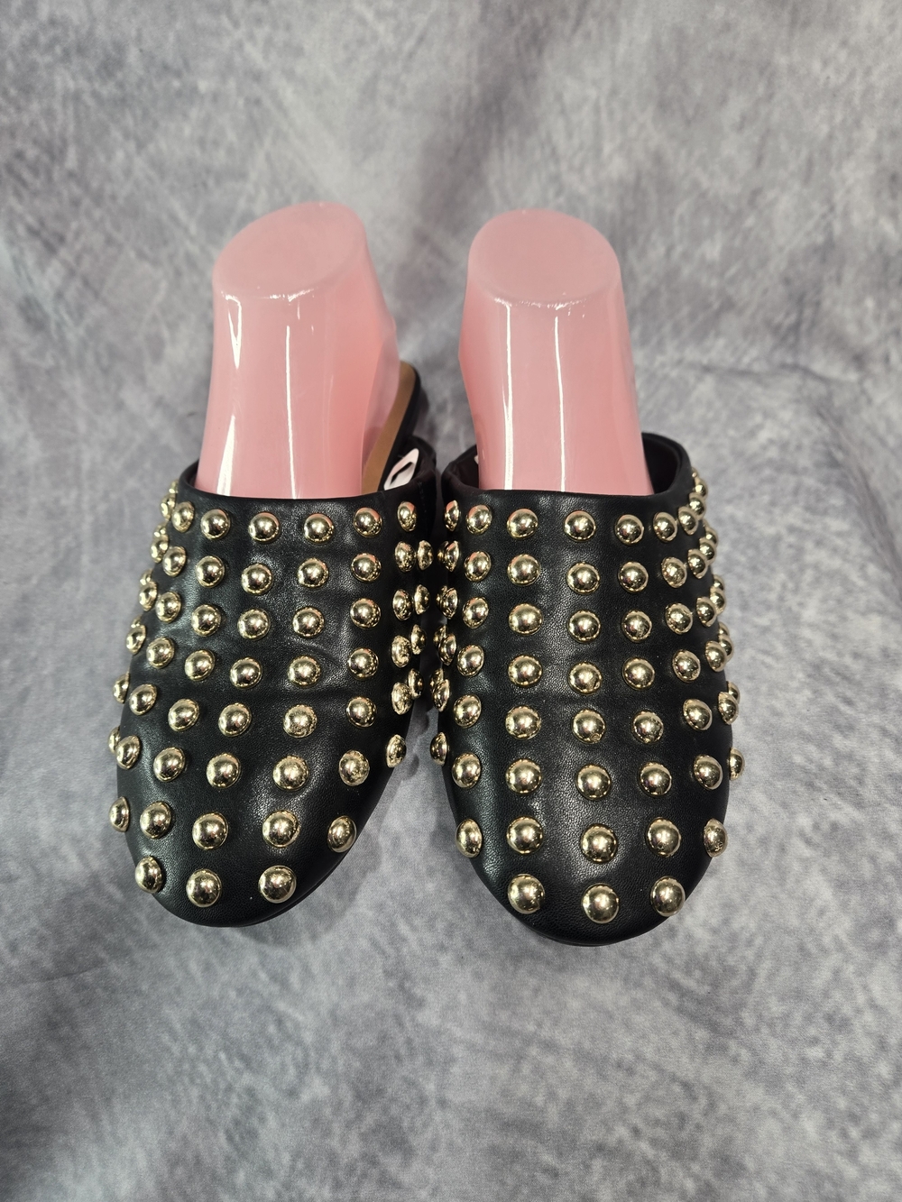 Universal Thread Black Studded Slip-On Mules with Gold Hardware